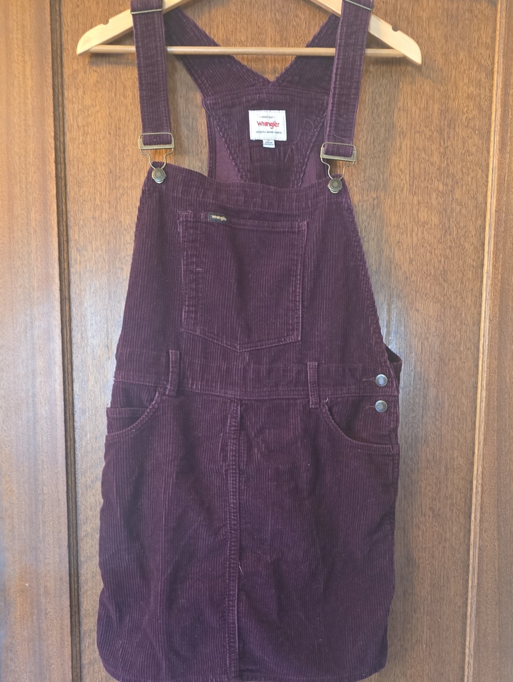 Wrangler Corduroy Overall Dress in Deep Plum